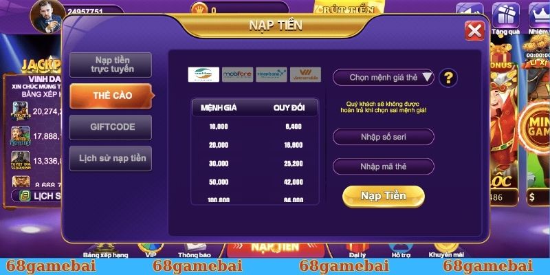 Hướng dẫn gửi tiền tham gia cá cược