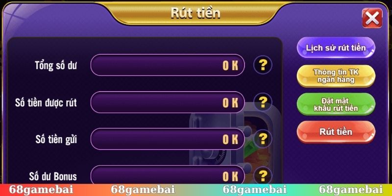 Quy trình rút tiền 68gamebai về tài khoản