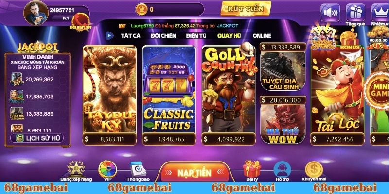 Sảnh slot cung cấp nhiều game hot